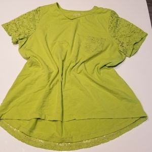 Beautiful Green Lace Overlay T Shirt XL